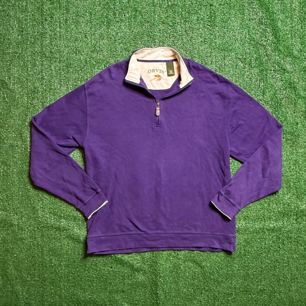 Orvis Men's Zip Up Sweater in Rich Purple